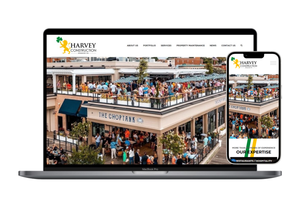 Harvey Construction Website on Desktop and Mobile